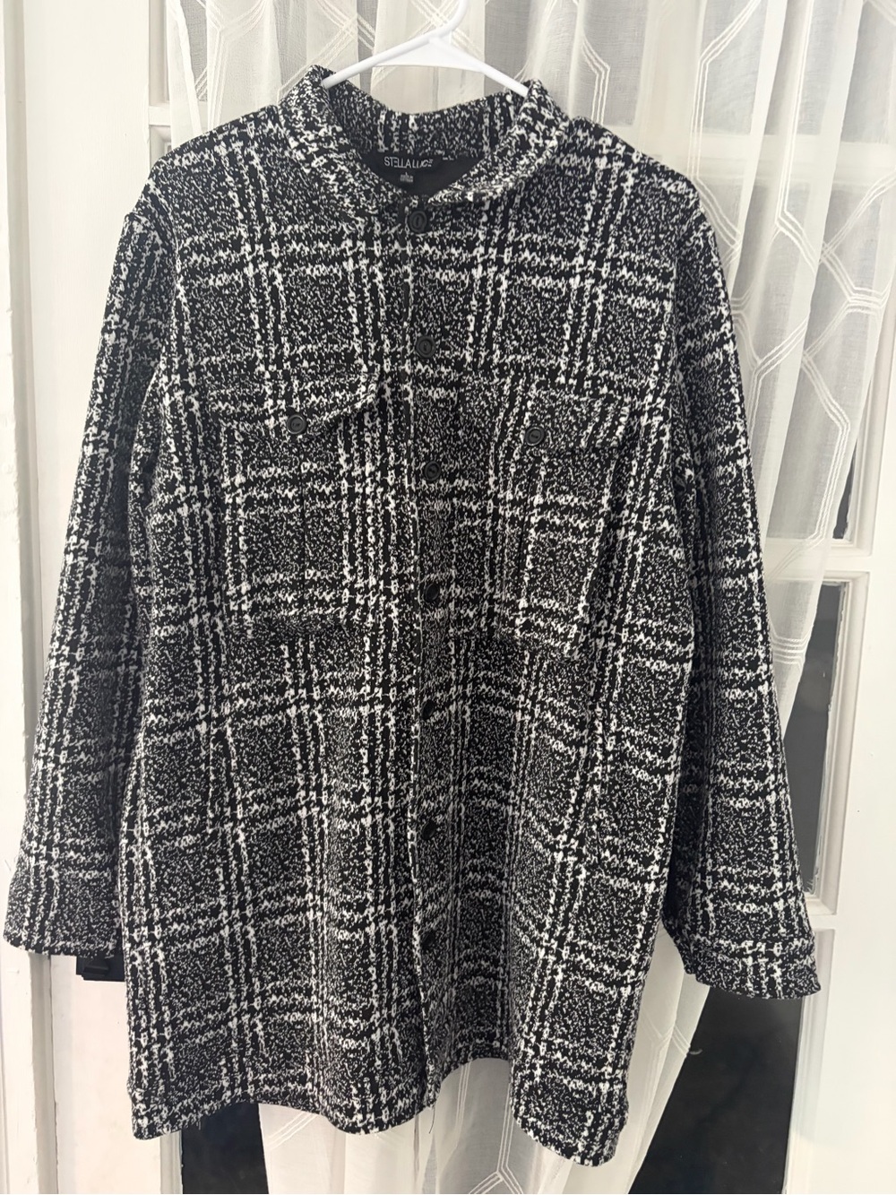 Stella Luce Black & White Plaid Tweed Blazer Jacket